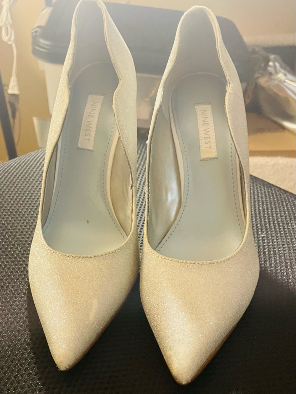Nine West Sparkle Cream Pointed-Toe Pumps - Picture 6 of 7
